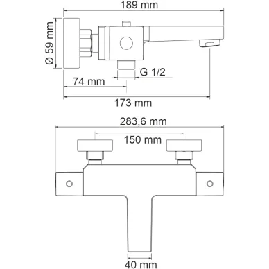 Термостат для ванны Wasserkraft Alme 1500 (1511 Thermo), хромникель 7