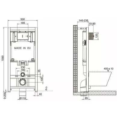 Инсталляция для подвесного унитаза Jacob Delafon Aleo (EDAH132-0+E33127-0+E29025+E4316-CP) в комплекте с унитазом, кнопка хром, микролифт 6
