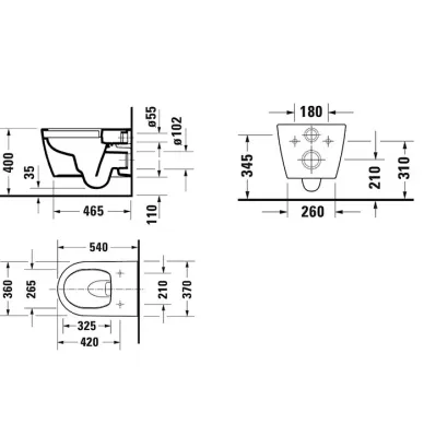 Duravit Soleil by Starck Унитаз подвесной 54х37см, безободковый, HygieneFlush, сиденье микролифт, цвет: белый 45910920A1 6