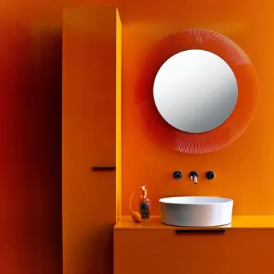 Laufen Kartell Зеркало круглое d=78см, настенное, без подсветки, цвет: оранжевый 3.8633.1.082.000.1 7