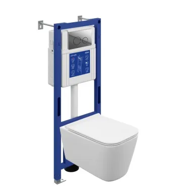 Комплект унитаз подвесной с инсталляцией Cersanit CREA VORTEX DPL EO slim 69475 кнопка TWINS пластик хром глянцевый 0