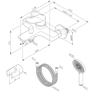 Смеситель для ванны AM.PM X-Joy F85A15099 с душевым набором, золото 6