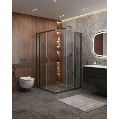 Душевой уголок Cezares Molveno MOLVENO-AH-22-130/120-C-GM-IV 130х120 профиль оружейная сталь/стекло прозрачное 1