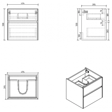 Тумба для раковины BelBagno Pietra Mini (PIETRA MINI-500AS-2C-SO-PT) (49.4x39.5) Stone 1