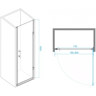 Душевая дверь RGW Passage PA-06B (41080608-14) 80х195 см, профиль черный/стекло прозрачное 1