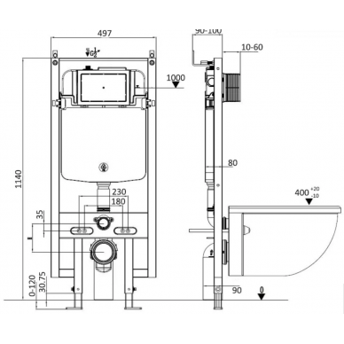 Инсталляция Welt Wasser AMBERG 497 + NESENBACH 004 GL-WT + AMBERG RD-BL в комплекте с унитазом, безободковый, с сидением микролифт 5