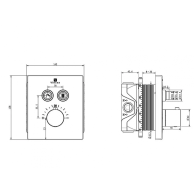 Душевая система Vincea Inspire (VSFW-3I21T1CH) встраиваемая термостатическая, двухрежимная, хром 12
