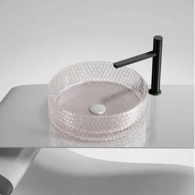 Раковина накладная Ceramicanova Cristal (CN6061) (36 см) стеклянная розовая 5