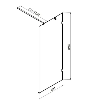 Душевая перегородка Am.Pm X-Joy (W94WI-80-F1-BTE) (80 см) профиль чёрный матовый/прозрачное стекло 7