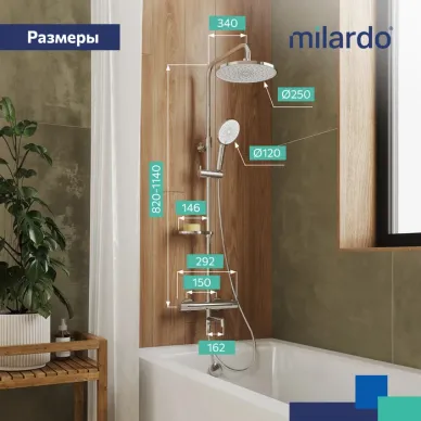 Душевая система Milardo Ideal Spa ILSSBTHM06 термостатический, хром 6