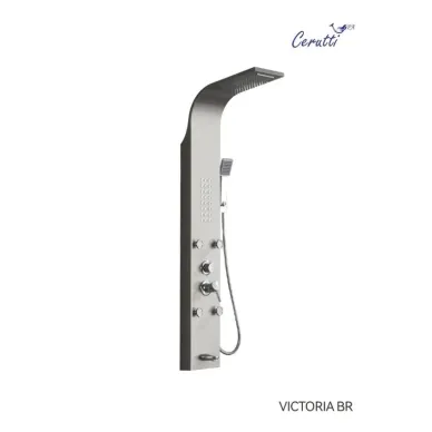 Душевая панель Cerutti SPA Victoria BR СТ9980 с гидромассажем, с изливом, матовая нержавеющая сталь 1