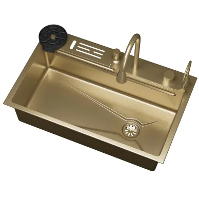 Мойка кухонная D&K DKS754607 многофункциональная в комплекте со смесителем и аксессуарами, золото 7