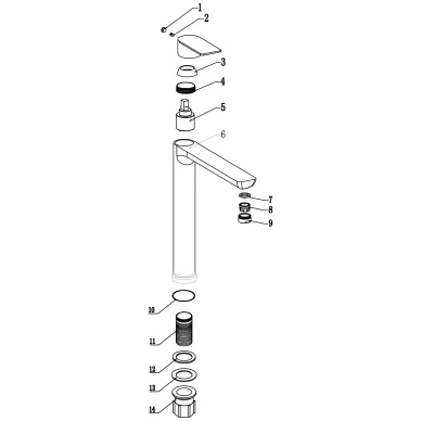 Смеситель для раковины Fmark FS8811Q высокий излив, графит 7