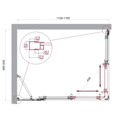 Душевой уголок BelBagno Luce LUCE-AH-21-115/90-C-Cr 115x90 см, хром/прозрачное стекло 5