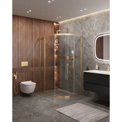 Душевой уголок Cezares Molveno MOLVENO-RH-1-110/90-C-BORO-IV 110x90 профиль брашированное золото/стекло прозрачное 0