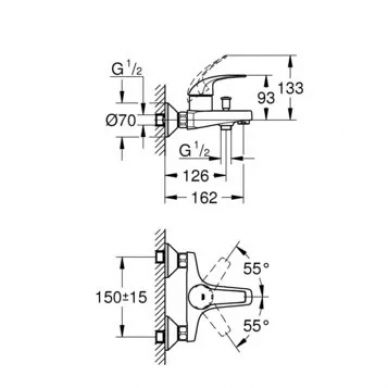 Смеситель для ванны Grohe BauCurve (23599000) 1