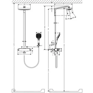 Душевая система Hansgrohe Raindance Select Showerpipe E300 2jet (27128000) 5