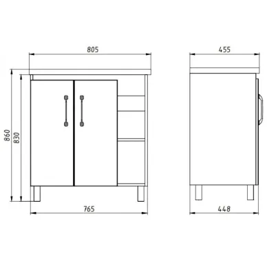 Тумба ASB-Mebel Адель 80 (9787) под раковину Миранда 80 , белый/дуб сонома 6