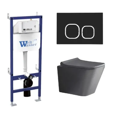 Инсталляция Welt Wasser BAMBERG 460 + GELBACH 041 MT-GR +Bamberg BL в комплекте с унитазом, безободковый, с сидением микролифт 0