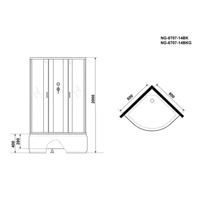 Душевая кабина Niagara Classic  NG 6707-14BK 80х80х200 см, без крыши 5