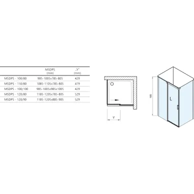 Душевой уголок Ravak Matrix MSDPS-120/80 L 0WLG4U00Z1 120x80 см, профиль сатин/стекло Transparent 2