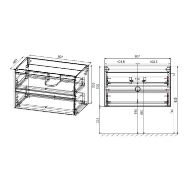 Тумба для ванной Vincea Gio VMC-2G800CO 81x46 см, подвесная, C.Oak 6