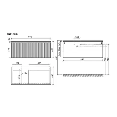 Тумба для ванной Sancos Snob R 1.0 SNR1.0100LW левая, 100см, bianco 7