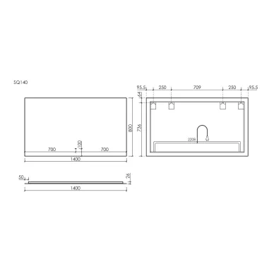 Зеркало Sancos Square 2.0 SQ2.1400 140х80 см, с LED подсветкой 8