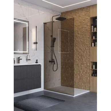 Душевая перегородка BelBagno Uno UNO-L-1-TB-90-BR-GM 90х200 см,профиль оружейная сталь/стекло тонированное 0