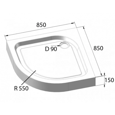 Поддон для душа Belbagno TRAY BB R (85 см) (четверть круга) 5