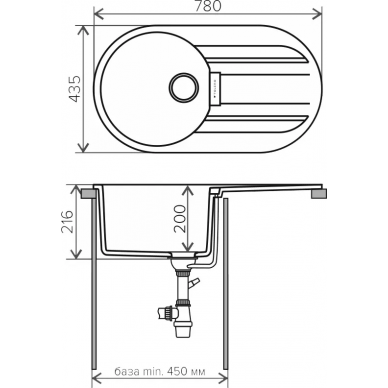 Мойка кухонная Tolero Loft TL-780 (серый №701) 1