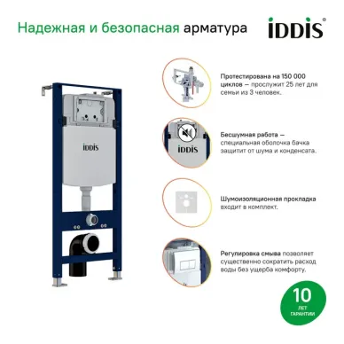 Комплект Iddis Basic (BASBI02i73) 3в1: подвесной унитаз, инсталляция и клавиша смыва 9
