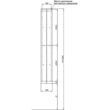 Полка Aquanet Магнум 334114 вертикальная 15x100 см, сталь браш 9