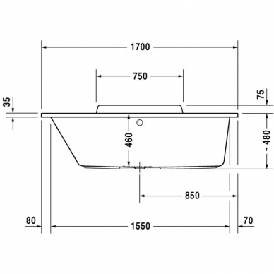 Акриловая ванна Duravit DuraStyle 170x70 SX (700294000000000) с ножками 5