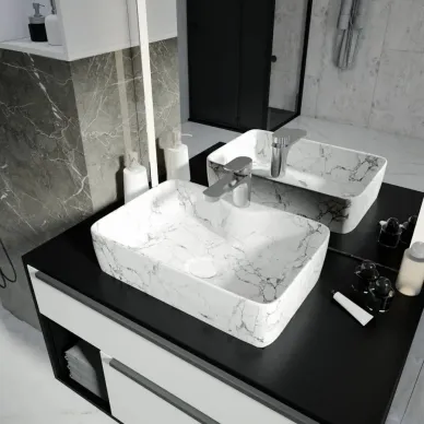 Раковина накладная Teymi Helmi S T50298 48 см белый мрамор 5