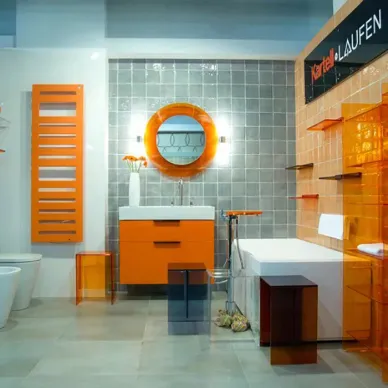 Laufen Kartell Зеркало круглое d=78см, настенное, со скрытой подсветкой, цвет: оранжевый 3.8633.3.082.000.1 8