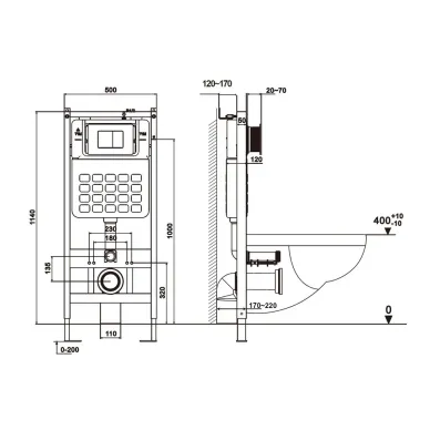 Инсталляция Abber в комплекте с унитазом Bequem AC1100T белый с инсталляцией AC0105 и кнопкой AC0121MB черный матовый 6