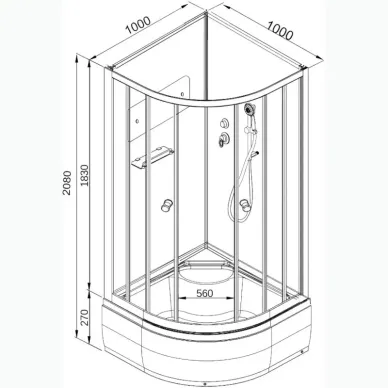 Душевая кабина DTO D D271 100x100x208 см, без крыши 8
