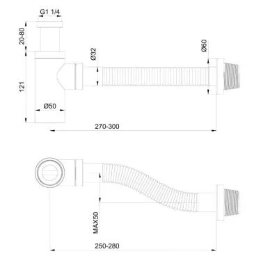 Сифон для раковины Wonzon & Woghand WW-88SS101-BGM темный графит 1