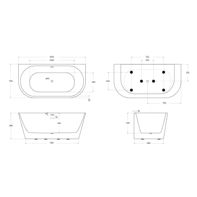 Акриловая ванна BelBagno BB710-1500-750 150x75 5