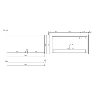 Зеркало Sancos Square 2.0 SQ2.1600 160х80 см, с LED подсветкой 8