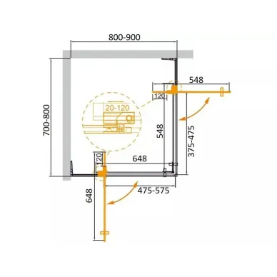 Душевой уголок Cezares Slider (SLIDER-AH-2-70/80-80/90-BR-NERO) 90x80 см, профиль черный/стекло бронзовое 5