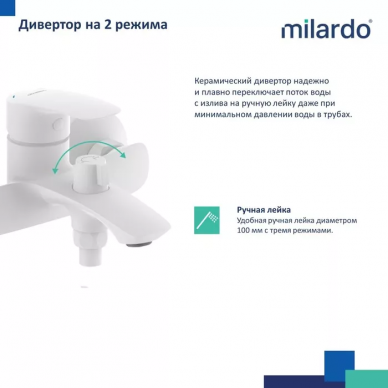 Смеситель  для ванны Milardo Rora (RORWT00M02) белый матовый 6