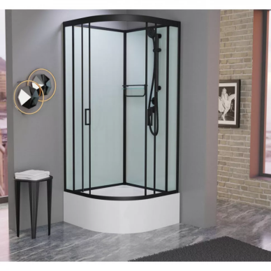 Душевая кабина Frank F409/2 М Black (20071) 90х90х215 см, матовое стекло, без крыши 5