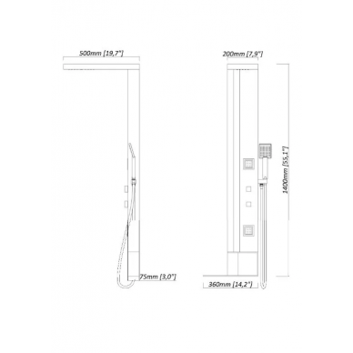 Душевая панель Black & White Gravity GR026 (026000) тёмный графит/брашированное золото 10