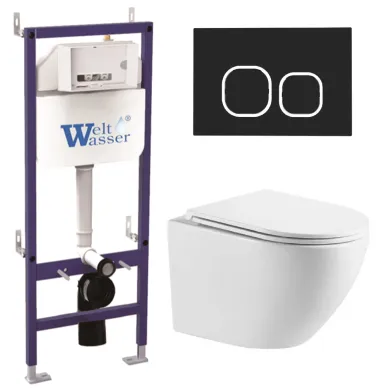 Инсталляция Welt Wasser Bamberg 460 + MERZBACH 041 XL GL-WT + Bamberg BL в комплекте с унитазом, безободковый, с сидением микролифт 0