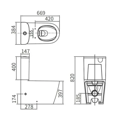 Чаша напольного унитаза Arrow AB2231H безободковый, микролифт 8