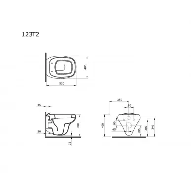 Чаша подвесного унитаза Ambassador Diamond 123T21101R безободковый, без сиденья, красный 6