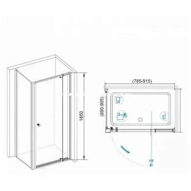 Душевой уголок RGW Passage PA-44-1B 410844189-014 80х90х185 см, профиль чёрный/стекло прозрачное 1