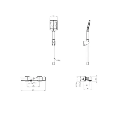 Смеситель для душа Wonzon & Woghand Twist WW-B2025-A-MB с термостатом, черный матовый 1